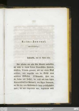 Reise-Journal. (Fortsetzung.)