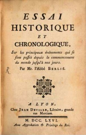 Essai historique et chronologique