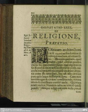 Disputatio XXIIX. De Religione