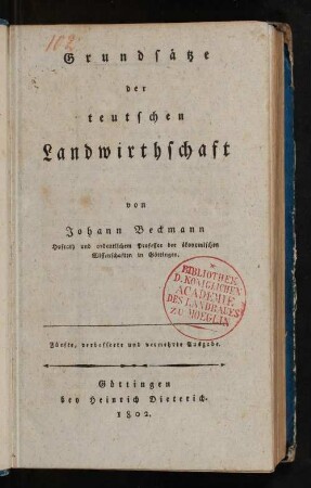 Grundsaetze der teutschen Landwirthschaft