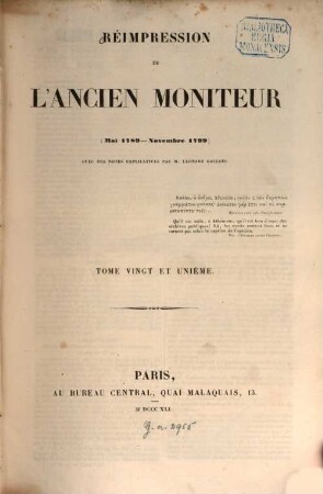 Réimpression de l'Ancien Moniteur : depuis la réunion des états-généraux jusqu'au consulat ; (Mai 1789 - Novembre 1799), 21