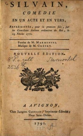 Silvain : comédie en un acte et en vers