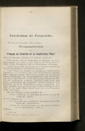 Entscheidung des Preisgerichts.
