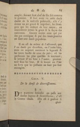Chap. V. De la danse de divertissements