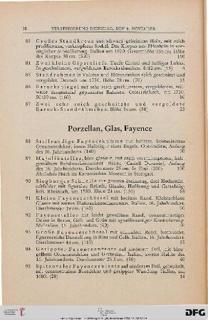 Porzellan, Glas, Fayence (Nr. 88-137)