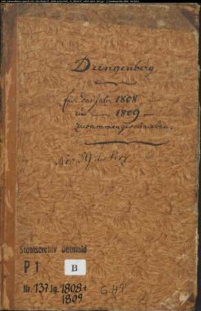 Zivilstandsregister der katholischen Gemeinde Dringenberg, Kreis Warburg (GAHT 1808-1814) (Gemeinde: Katholische Gemeinde Dringenberg)
