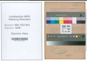 Entnazifizierung Hans Szymura , geb. 30.05.1903 (Verw.Inspektor)