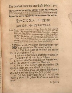 Der CXXXIX. Psalm. Zum Ende. Ein Psalm Davids.