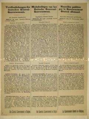 Maueranschlag zur Bekanntmachung der militärischen Lage an der West- und Ostfront (dreisprachig)