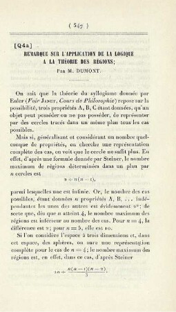 Remarque sur l'Application de la Logique a la Théorie des Régions.