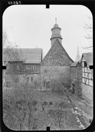 Mühlhausen, Holzstraße 13. Antoniusstift (Wiederaufbau nach 1649). Nebengebäude. Ansicht mit Antoniuskapelle