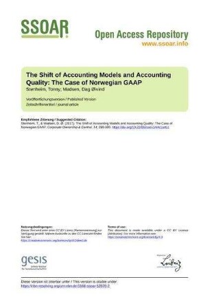 The Shift of Accounting Models and Accounting Quality: The Case of Norwegian GAAP