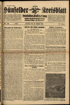 Erste Ausgabe vom Freitag, den 22. August 1941.