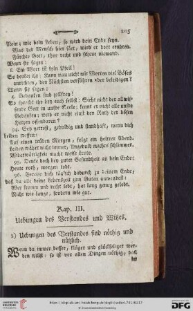 Kap. III: Uebungen des Verstandes und Witzes