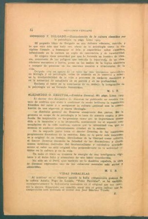 Honorio F. Delgado: "Humanización de la cultura científica por la psicología", 79 págs., Lima, 1923