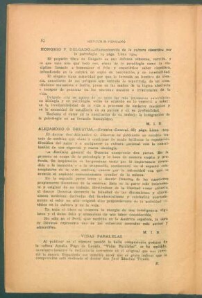 Honorio F. Delgado: "Humanización de la cultura científica por la psicología", 79 págs., Lima, 1923