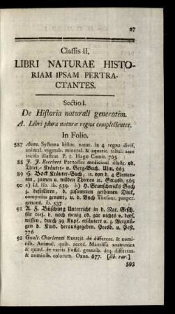Classis II. Libri Naturae Historiam Ipsam Pertractantes.