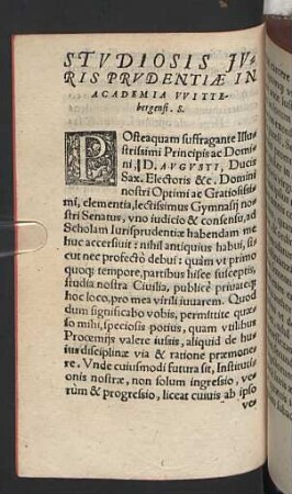Studiosis Jurisprudentiae in Academia Wittebergensi.