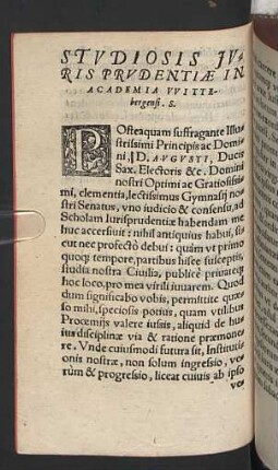 Studiosis Jurisprudentiae in Academia Wittebergensi.