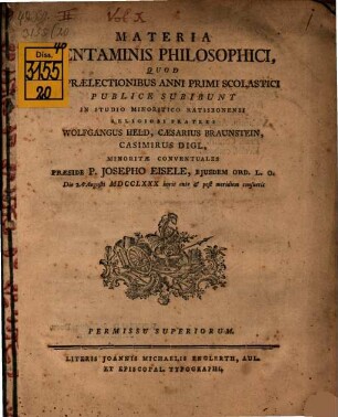 Materia tentaminis philosophici
