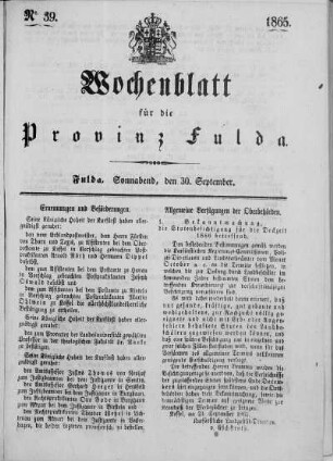 Nr. 39, Ausgabe vom 30. September 1865