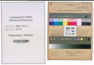 Entnazifizierung Wilhelm Rassmanns , geb. 09.12.1907 (Baecker)