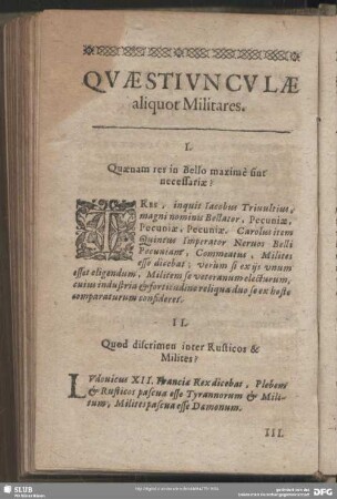 Quaestiunculae aliquot Militares