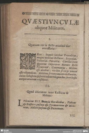 Quaestiunculae aliquot Militares