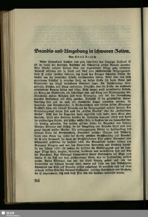 Brandis und Umgebung in schweren Zeiten