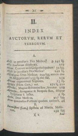 II. Index Auctorum, Rerum Et Verborum