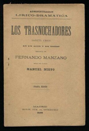 Los trasnochadores : sainete lírico en un acto y en verso