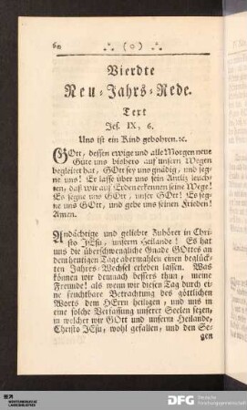 Vierdte Neu-Jahrs-Rede. Von Christo JEsu, als einem Wunderbahren.