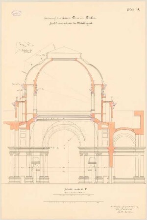 Berliner Dom Schinkelwettbewerb 1884: Querschnitt der Mittelkuppel