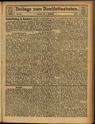 Zweite Ausgabe vom Sonntag, den 07. September 1924.