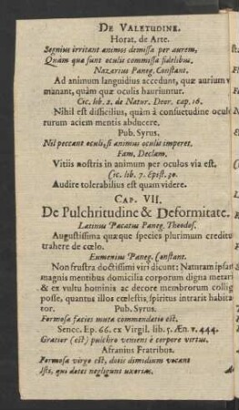 Cap. VII. De Pulchritudine & Deformitate.