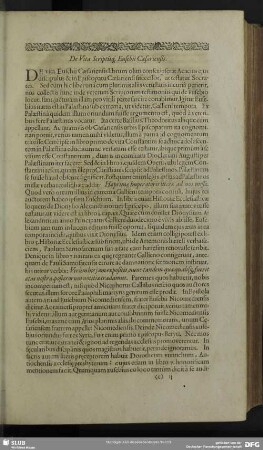 De Viat Scriptisq[ue] Eusebii Caesariensis