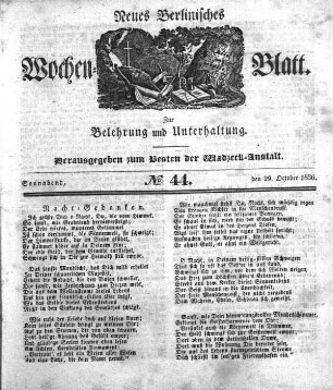 No. 44, Sonnabend, den 29.Oktober 1836