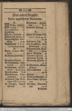 Das andere Register. Derer angeführten Auctorum