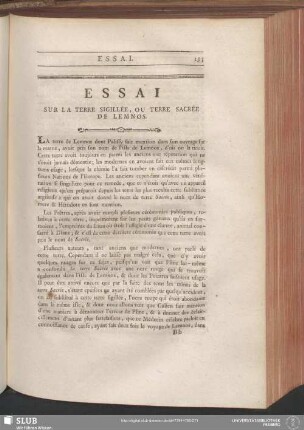 Essai Sur La Terre Sigillée, Ou Terre Sacrée De Lemnos