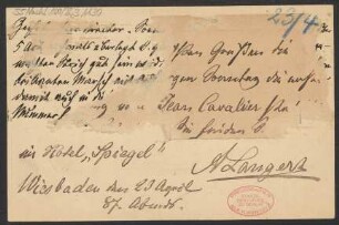 Brief an B. Schott's Söhne : 23.04.1887