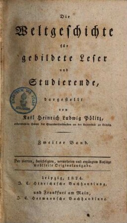 Die Weltgeschichte für gebildete Leser und Studierende, 2