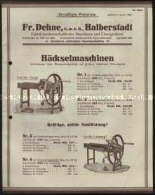 Ermäßigte Preisliste über Häckselmaschinen
