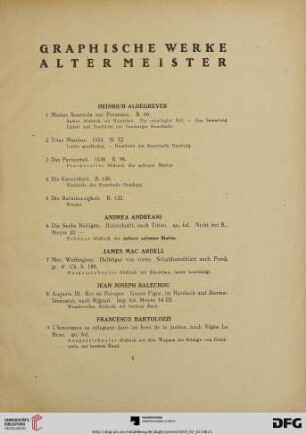 Graphische Werke alter Meister (Nr. 1-326)