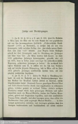 Zusätze und Berichtigungen