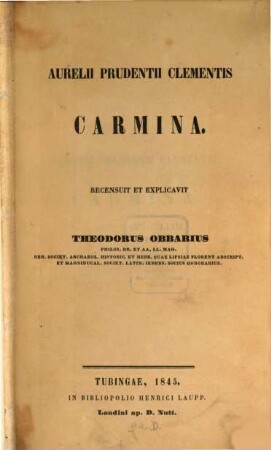 Aurelii Prudentii Clementis Carmina