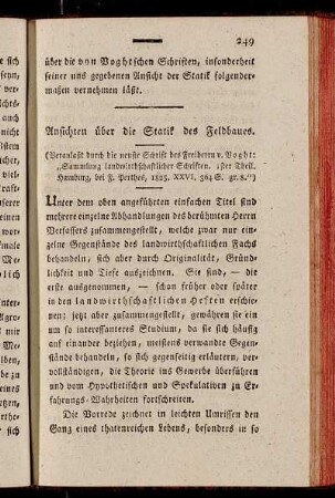 Ansichten über die Statik des Feldbaues