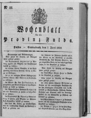 Nr. 22, Ausgabe vom 2. Juni 1838