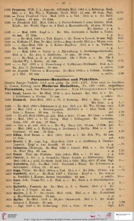 Personen-Medaillen und Plaketten (Nr. 1594 - 1755)