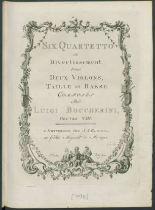 Six Quartetto ou Divertissement Pour Deux Violons, Taille et Basse. : Oeuvre VIII