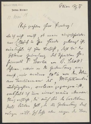 Brief an Bernhard Firnberg : 17.05.1919